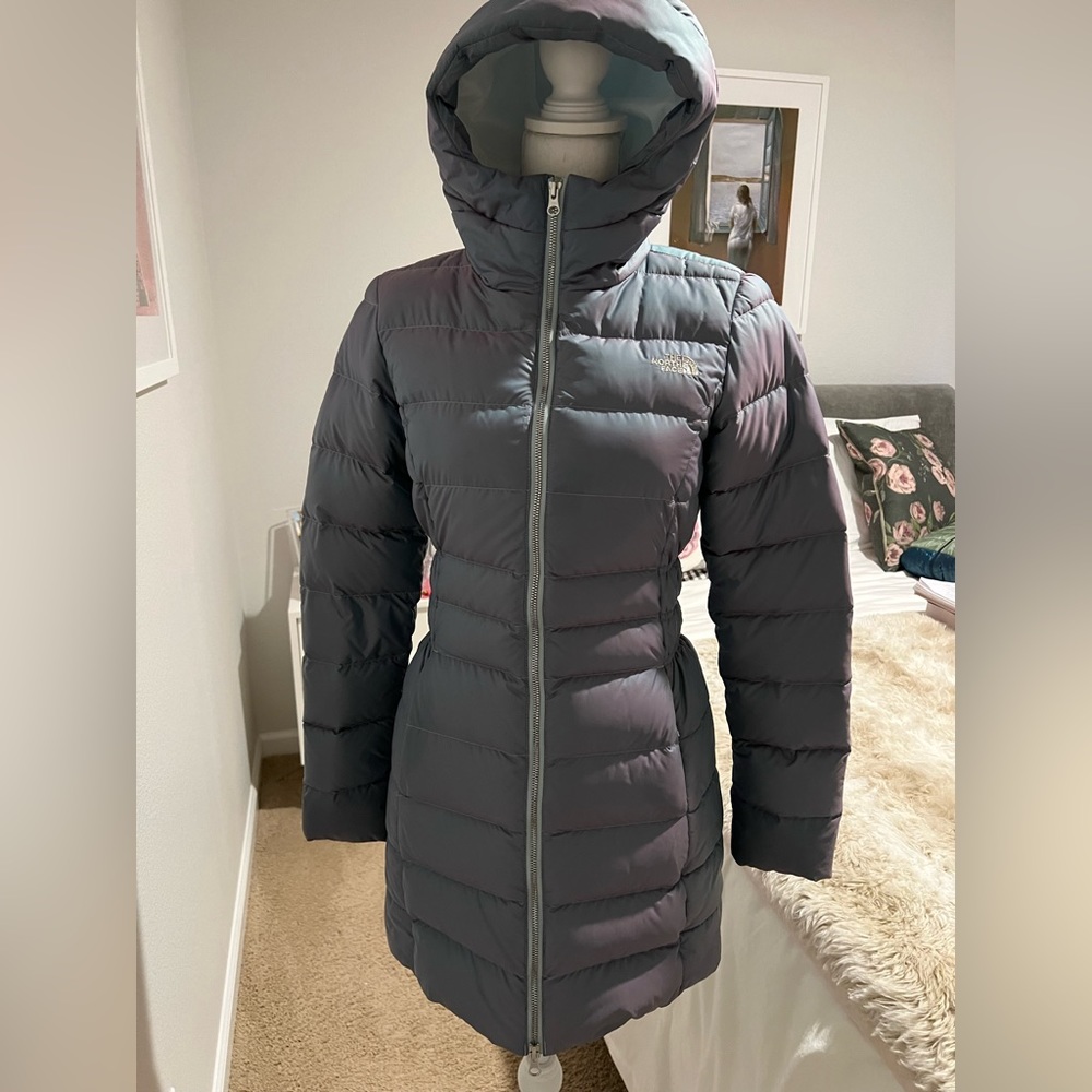 The North Face hooded coat 3/4 length